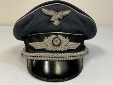 WWII GERMAN LUFTWAFFE OFFICERS VISOR HAT CAP