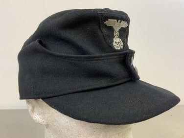 WWII GERMAN M43 BLACK PANZER LATE WAR WAFFEN SS FIELD CAP HAT