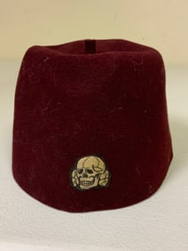 NAZI GERMAN BURGUNDY RED FEZ CAP WAFFEN SS HANDSCHAR MUSLIMS