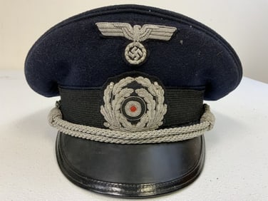 WWII GERMAN NAVY KRIEGSMARINE BLUE TOP ADMINISTRATIVE OFFICER VISOR HAT