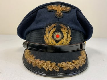 WWII GERMAN NAVY KRIEGSMARINE BLUE TOP OFFICER VISOR HAT