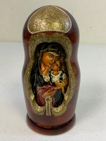 RUSSIAN MATRYOSHKA DOLL RELIGIOUS PAINTED