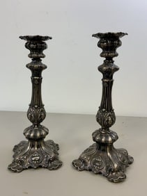 ANTIQUE RUSSIAN STIRLING SILVER CANDLE HOLDERS
