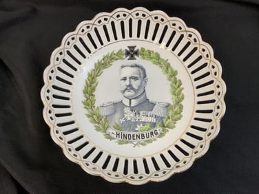 ANTIQUE WWI ERA IMPERIAL GERMAN PAUL VON HINDENBURG PORCELAIN PLATE