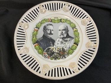 ANTIQUE WWI ERA IMPERIAL GERMAN PORCELAIN PLATE AUSTRIAN AND GERMAN EMPERORS
