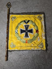 GERMAN ARMY CAVALRY REGIMENTAL STANDARD FLAG 1905-1933 MOUNTED ON THE POLL