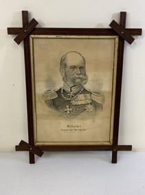ANTIQUE IMPERIAL GERMAN FRAMED PRINT OF KAISER WILHELM I