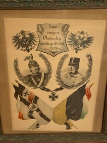 IMPERIAL GERMANY AND AUSTRIAN EMPIRE WWI 1914-1915 ORIGINAL ARTWORK PRINT FRAMED