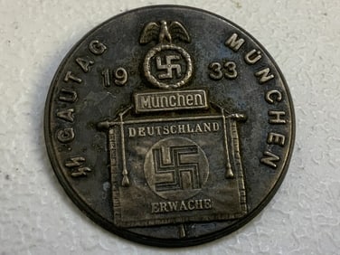 NAZI GERMANY 1933 SS GAUTAG MUNCHEN BADGE PIN