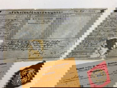 NAZI GERMANY RAD FEMALE ID DOCUMENTS AND PATCH
