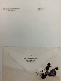 FRANZ XAVER SCHWARZ NSDAP NAZI PARTY TREASURER OFFICIAL LETTER STATIONARY WITH ENVELOPE