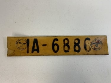 NAZI GERMANY BERLIN POLICE VEHICLE LICENSE PLATE VERY RARE CELLULOID