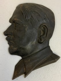 GERMANY THIRD REICH CAST IRON ADOLF HITLER WALL PLAQUE
