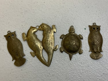 LOT OF UNIQUE BRASS DECORATING PENDANTS