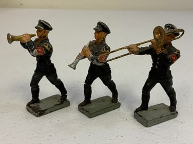 GERMAN NAZI PERIOD LINEOL / ELASTOLIN TOY SOLDIERS SS BLACK UNIFORMS