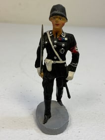 GERMAN NAZI PERIOD LINEOL / ELASTOLIN TOY SOLDIER SS OFFICER BLACK UNIFORM