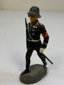 GERMAN NAZI PERIOD LINEOL / ELASTOLIN TOY SOLDIER SS OFFICER BLACK UNIFORM