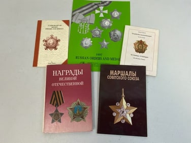 LOT OF 5 RUSSIAN ORDERS MEDALS RELATED BOOKS