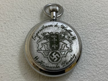 SS HEIMWEHR DANZIG ENGRAVED POCKET STOP WATCH