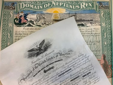 USA NAVY USN USS IDAHO VETERAN LOT OF 2 LARGE SIZE DOCCUMENTS