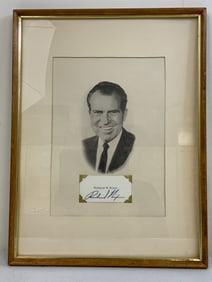 PRESIDENT RICHARD M. NIXON PORTRAIT WITH SIGNED CARD