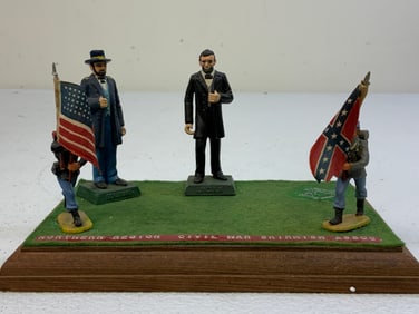 VINTAGE DISPLAY AMERICAN CIVIL WAR FIGURES ON BASE STAND