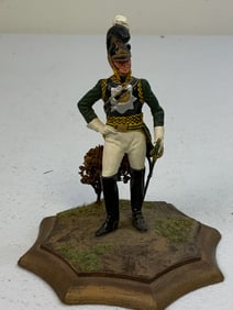 VINTAGE DISPLAY FRENCH NAPOLEONIC WAR ERA GENERAL LEAD FIGURE ON BASE STAND