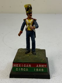VINTAGE  MEXICAN ARMY 1846 LEAD TOY SOLDIE FIGURE ON BASE STAND