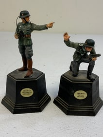 VINTAGE WWII GERMAN LEAD SOLDIERS FIGURES ON DISPLAY STANDS