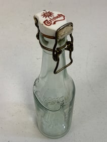 WWII GERMAN WEHRMACHT DANISH MADE CARLSBERG GLASS BEER BOTTLE WITH SWASTIKA