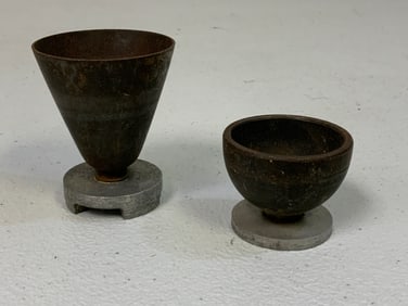 WWII GERMAN WEHRMACHT FIELD MADE TRENCH ART PAIR OF SHOT GLASSES