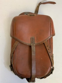 WWII GERMAN BROWN LEATHER CAVALRY SADDLE BAG 1943