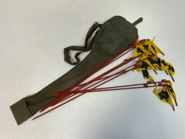 WWII GERMANY GERMAN MILITARY MINE FIELD MARKER KIT WITH ORIGINAL CANVAS CASE