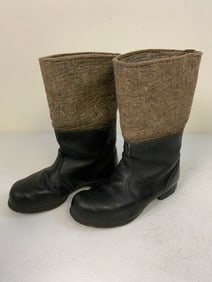 WWII GERMAN MILITARY WINTER EASTERN FRONT FELT AND LEATHER COMBAT BOOTS PAIR