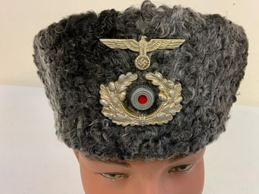 WWII GERMAN ARMY RUSSIAN COSSACK PAPAKHA FUR HAT