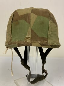 WWII GERMAN PARATROOPER HELMET WITH CLOTH CAMOUFLAGE COVER