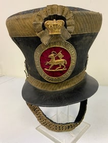ANTIQUE BRITISH 14TH KINGS HUSSARS BELL TOP SHAKO TALL HAT