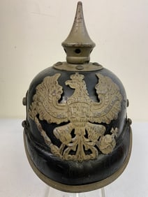 IMPERIAL GERMANY WWI PRUSSIAN ENLISTED PICKELHAUBE SPIKE HELMET WARTIME GRAY FINISHED FITTINGS