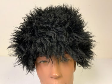 RUSSIAN CAUCASIAN COSSACK PAPAKHA LAMB FUR HAT - BLACK
