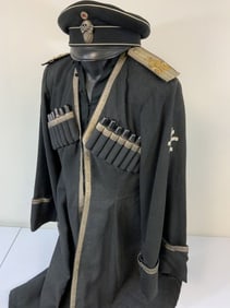 RUSSIAN CIVIL WAR WHITE ARMY KELLER REGIMENT OFFICER UNIFORM CHERKESKA HAT UNDERSHIRT