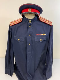 WWII USSR M43 POLICE OFFICERS UNIFORM SHIRT AND VISOR HAT