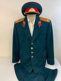 USSR TANK OFFICERS UNIFORM TUNIC SHIRT BRITCHES AND VISOR HAT