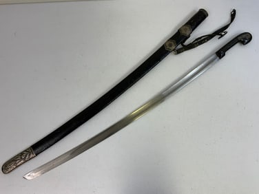 ANTIQUE RUSSIAN COSSACK CAUCASIAN SILVER DECORATED SHASHKA SWORD