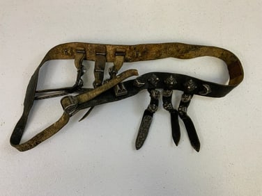 ANTIQUE IMPERIAL RUSSIAN COSSACK CAUCASIAN 84 SILVER NIELLO DECORATED BELT