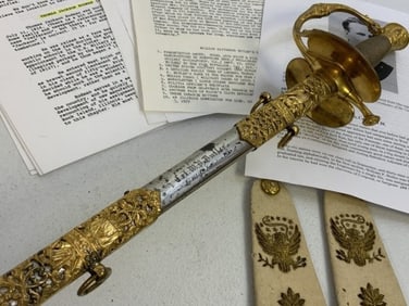 US MAJOR WILLIAM P. BUTLER GROUPING INCLUDING PRESENTATION SWORD 1879 DATED