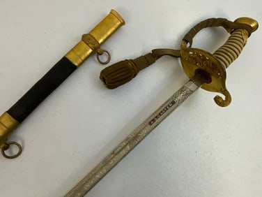 ANTIQUE US M 1852 NAMED NAVY OFFICER DRESS SWORD