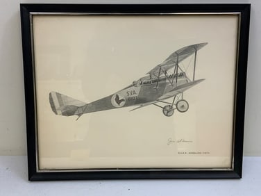 1917 S.V.A.5 ANSOLDO FRAMED AVIATION ART PRINT BY JOE DEMARCO SIGNED