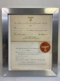 RARE ORIGINAL ADOLF HITLER FORMAL INVITATION FOR SUPPER CARD WITH TRASLATION AND OFFICIAL SEAL