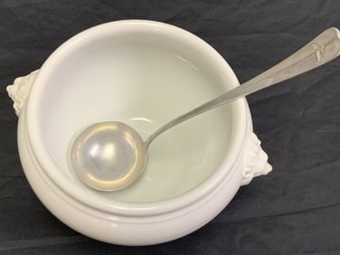 NAZI GERMANY LUFTWAFFE OFFICERS PORCELAIN MESS HALL SOUP TUREEN WITH LADLE