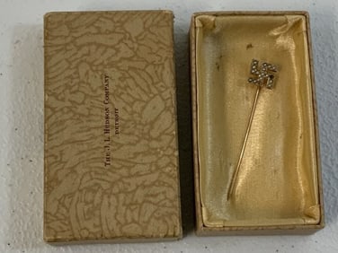 NAZI GOLD SWASTIKA STICKPIN WITH PEARLS - 10K GOLD